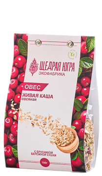 Живая каша "Овсяная с брусникой бережной сушки"