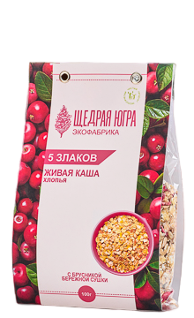 Живая каша "Пять злаков с брусникой бережной сушки"
