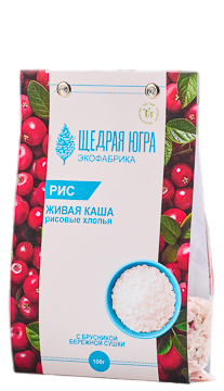 Живая каша "Рисовые хлопья с брусникой бережной сушки"